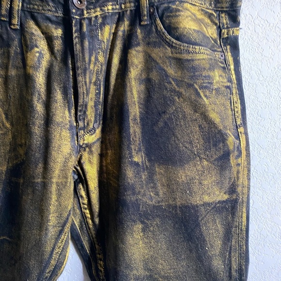 New Rare Rapper TI Akoo Y2K Gold Metallic and Black HipHop Streetwear Jeans 38 - Picture 9 of 15